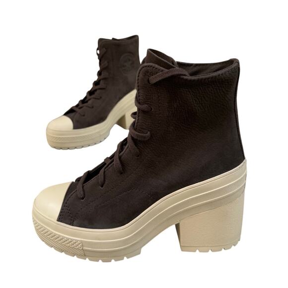 Converse Platform Heel Boots Nubuck Brown Chuck Taylor All Star 8.5 Women’s - Picture 6 of 14